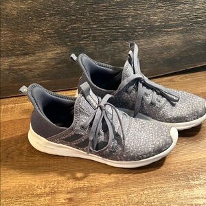 adidas Gray‎ and White Sneakers with Knit Upper and Sock-Like Collar